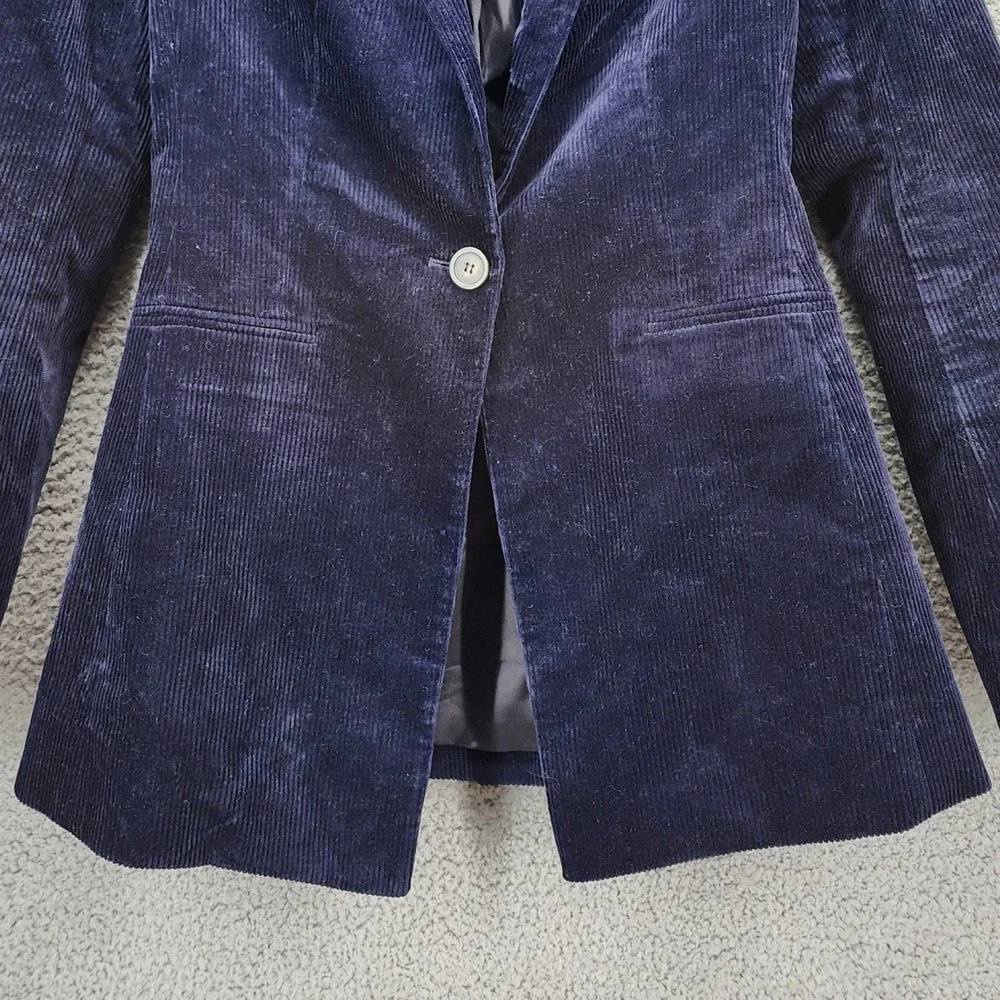 Theory Power Jkt 2 Modern Corduroy Blazer Navy Blue Size 0 Single Button Jacket‎